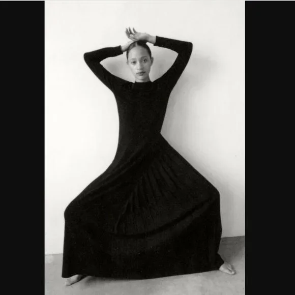 ZARA COLLECTION BLACK KNIT BANDAGE CONTRAST MAXI DRESS $89.90 - Picture 4 of 12